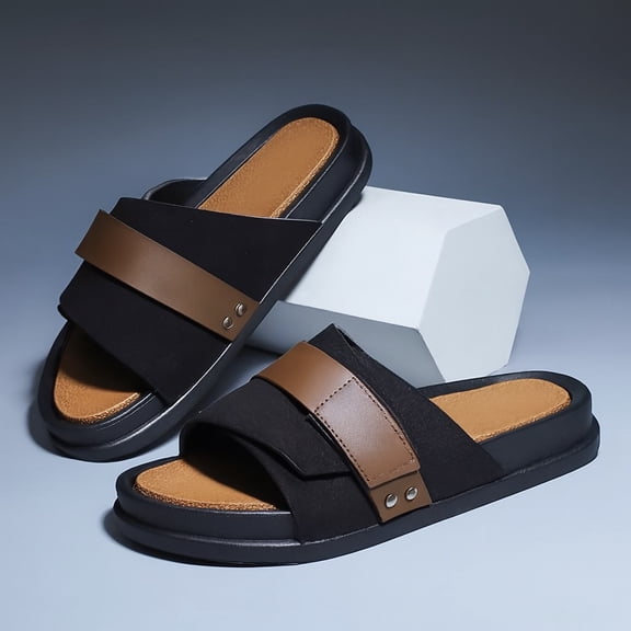 Men’s Slide Sandals, Casual Open Toe Slippers, Lightweight Comfort Indoor Outdoor Summer Footwear