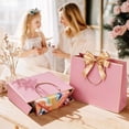 thumbnail image 3 of 6 Pack Extra Large Pink Gift Bags - 17x5.5x12.6 Inch Gift Bags with Handles and Ribbon, XL Gifts Wrap Bags for Presents, Wedding, Birthday, Bridal Shower, Valentines Day, Baby Shower, Party, 3 of 6