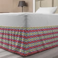 thumbnail image 1 of Abstract Bed Skirt, Horizontally Arranged Colorful Rhombus Illustration Pattern, Elastic Bedskirt Dust Ruffle Wrap Around for Bedding Decor, 4 Sizes, Sea Blue Vermilion, by Ambesonne, 1 of 2