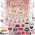 thumbnail image 3 of 46th Birthday Decoration Rose Gold, 46 Party Supplies Decoration, 46th Sash, 46 Cake Topper, 46th Photo Props, confetti Balloons, Curtain, 3 of 3