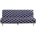 thumbnail image 3 of SHANNA Futon Slipcover Armless Sofa Covers Stretch Sofa Bed Slipcover Protector Elastic (Navy Geometry), 3 of 9