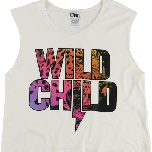 Scratch Womens Wild Child Muscle Tank Top, Off-White, Medium
