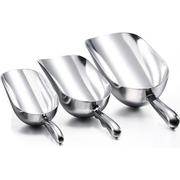 Zhuge Juego de 3 palas para cubitos de hielo, palas de aluminio fundido, juego de palas para uso en la cocina, pala para hielo de barra para máquina de hielo, granos de café y palomitas de maíz
