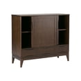 thumbnail image 2 of SIMPLIHOME Harper SOLID WOOD 48 inch Wide Mid Century Modern Medium Storage Cabinet in Walnut Brown, with Large Space Behind 2 Sliding Notched Handle Doors, 2 Adjustable Shelves, 2 of 6
