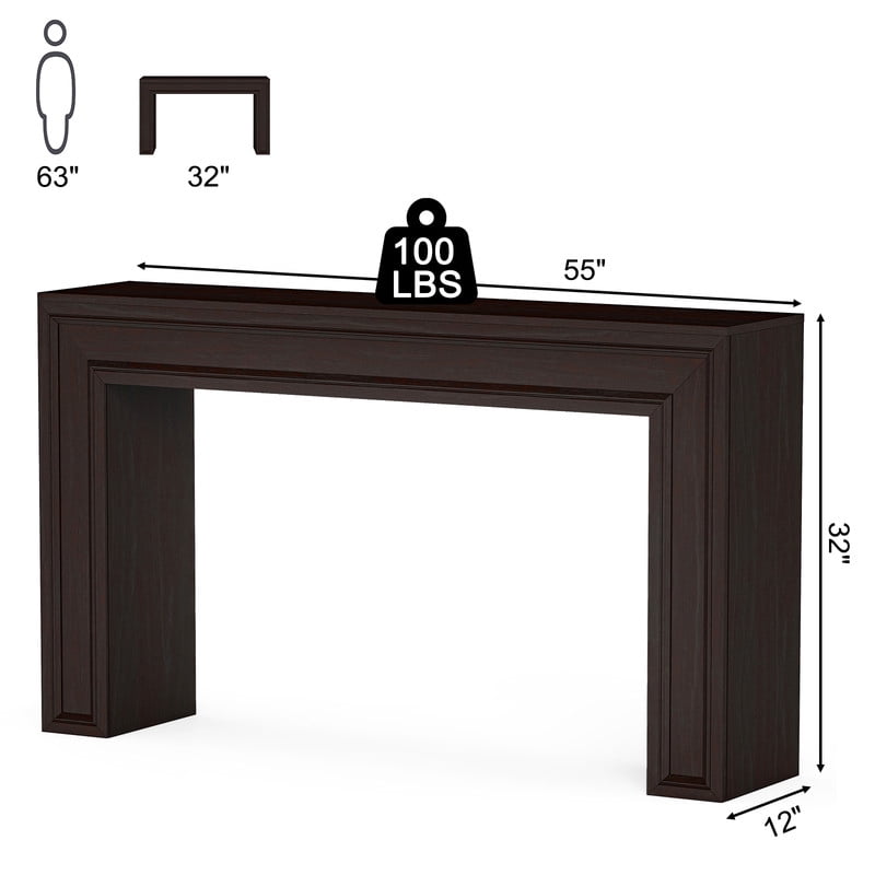 PLAMLE 55 Inch Console Table for Entryway, Narrow Sofa Table Behind Couch with Storage Shelf, Farmhouse Wooden Hallway Table for Living Room, Foyer, Small Spaces