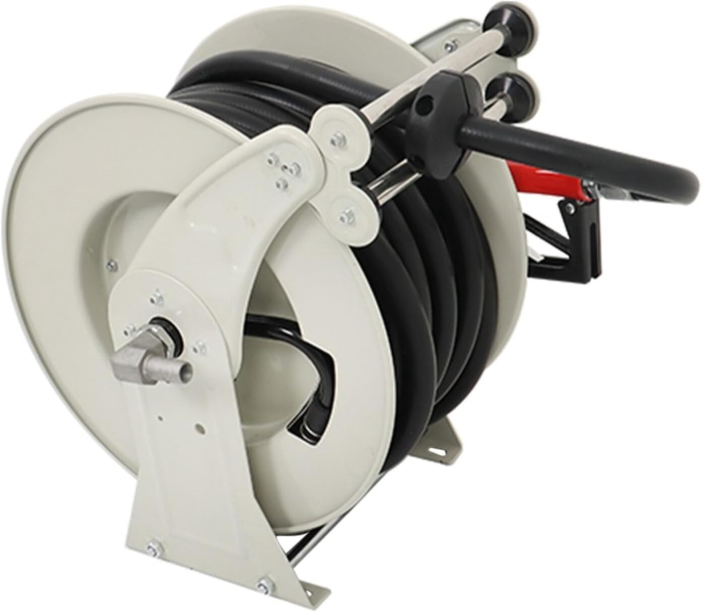 LABLT 3/4 Inch x 50 Ft Diesel Fuel Hose Reel with Fuel Nozzle Heavy Duty Steel Retractable Hose Reel