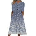 thumbnail image 2 of Edvintorg Summer Outfits for Women 2025 Fashion Printing Short Sleeve V-Neck Casual Pockets Dresses Vacation Outfits for Women, 2 of 5