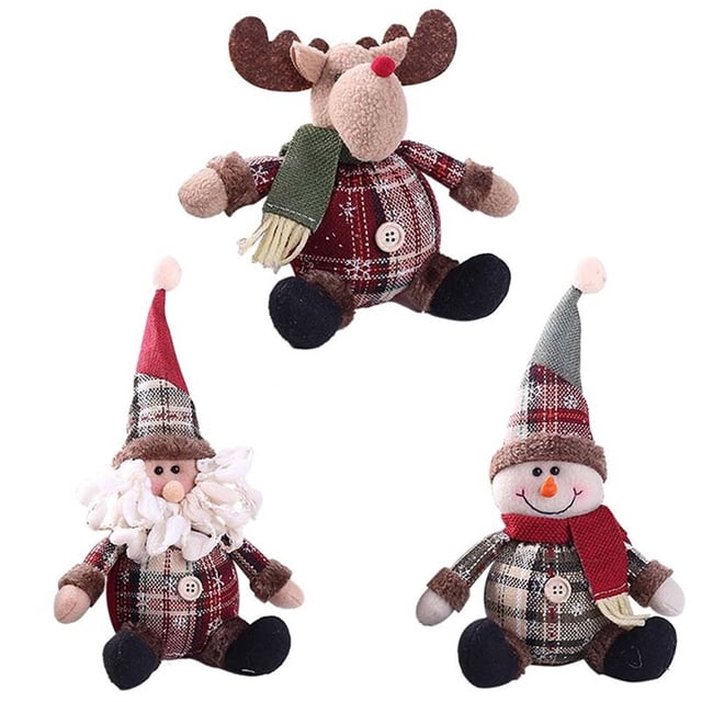 Moda lindo Santa muñeco de nieve ciervo en forma de muñeca Navidad muñeca árbol de Navidad adorno colgante