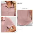 thumbnail image 6 of Women's Button Down Shirt Pure Color Short Sleeve Breathable Casual Shirt for Working Pink XL Bienvenido, 6 of 7