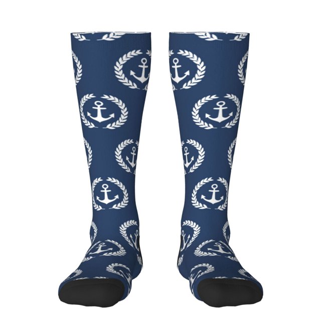 Balery Navy Nautical Calcetines novedosos Calcetines deportivos Calcetines hasta la rodilla Calcetines de algodón Calcetines originales y geniales