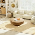 thumbnail image 2 of Muumblus 39.37" Large Round Wood Coffee Table, Modern Unique Fluted Accent Center Table for Living Room, Natural Ash, 2 of 10