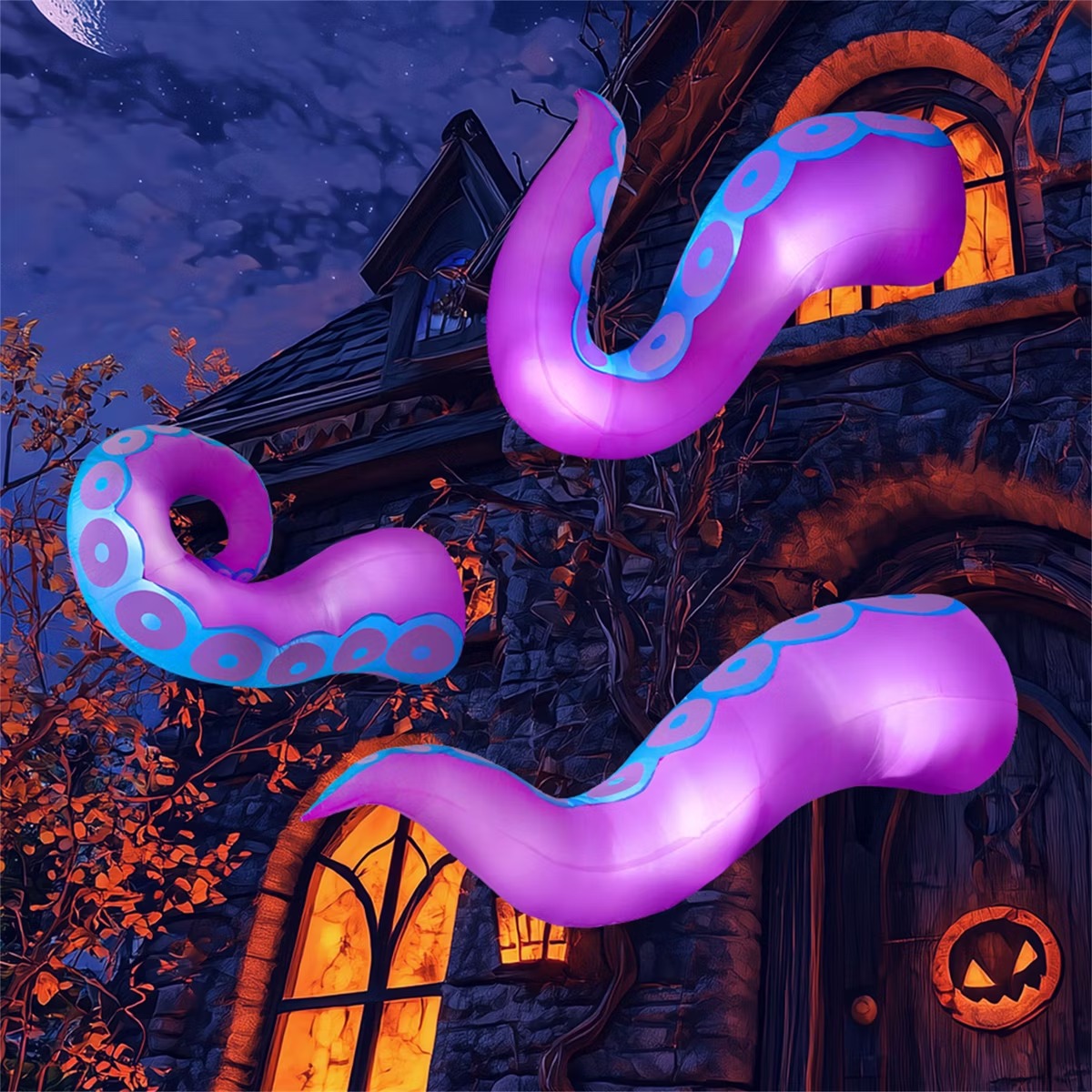 Joyfy 3-Piece Halloween Inflatable Octopus Tentacle Outdoor Decorations photo 4