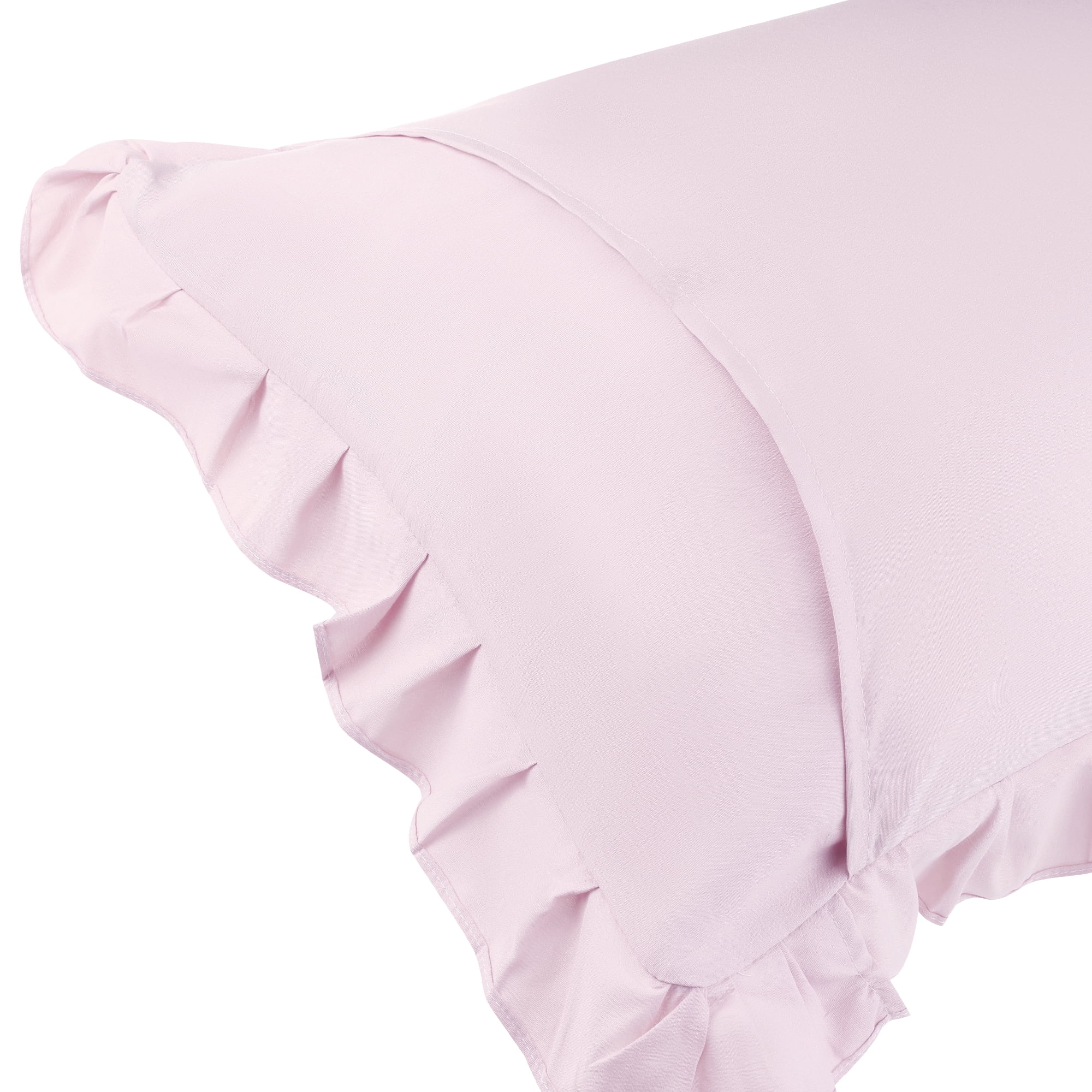 Unique Bargains 2Pcs Single Layer Wide Ruffles Envelope Closure Pillow Shams Purple Queen