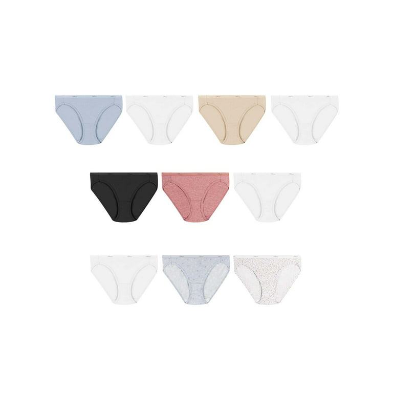 Hanes Women's Cool Comfort Cotton Bikini Underwear, 10-Pack, Sizes 5 (S) -  9 (2XL)