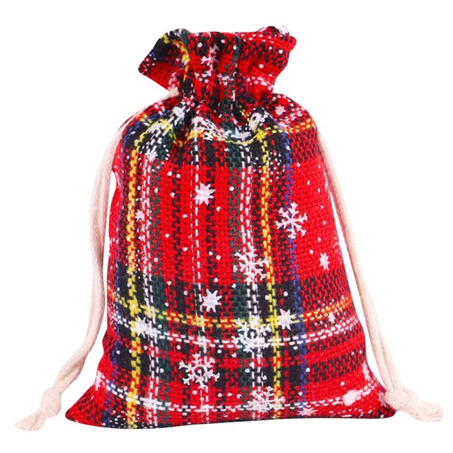 Less Than 5 Gift Wrapping Paper Colth Plaid Drawstring Bag Stocking Storage Sack Present Xmas Gift Bags Party Favors Bag