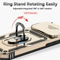 thumbnail image 4 of Allytechgroup Ring Holder Case for iPhone 17 Pro Max with 1 Pack Screen Protector, Military Grade Drop Protection Slide Camera Cover Anti-Scratch Stand Case Support Magnetic Car Mount, Gold, 4 of 8