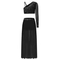 thumbnail image 3 of Sholeno Lyrical Dance Dress for Womens Rhinestones Crop Top with Split Skirt 2 Piece Dancing Outfit Black XL, 3 of 4