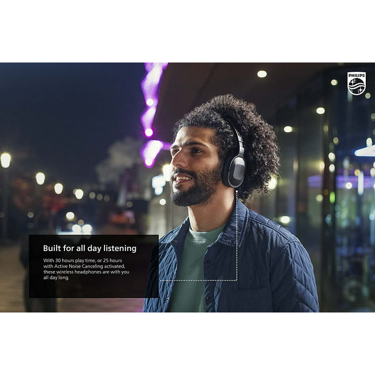 Philips Auriculares Bluetooth H6506 con cancelación activa de ruido,  plegables, ligeros, tiempo de reproducción de 30 horas, conexión  multipunto