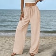 thumbnail image 6 of Nhthy Women's Summer Casual Straight Leg Long Pants, Solid Loose Fit Breathable Full Length Trousers for Everyday Outfits Beige M, 6 of 9