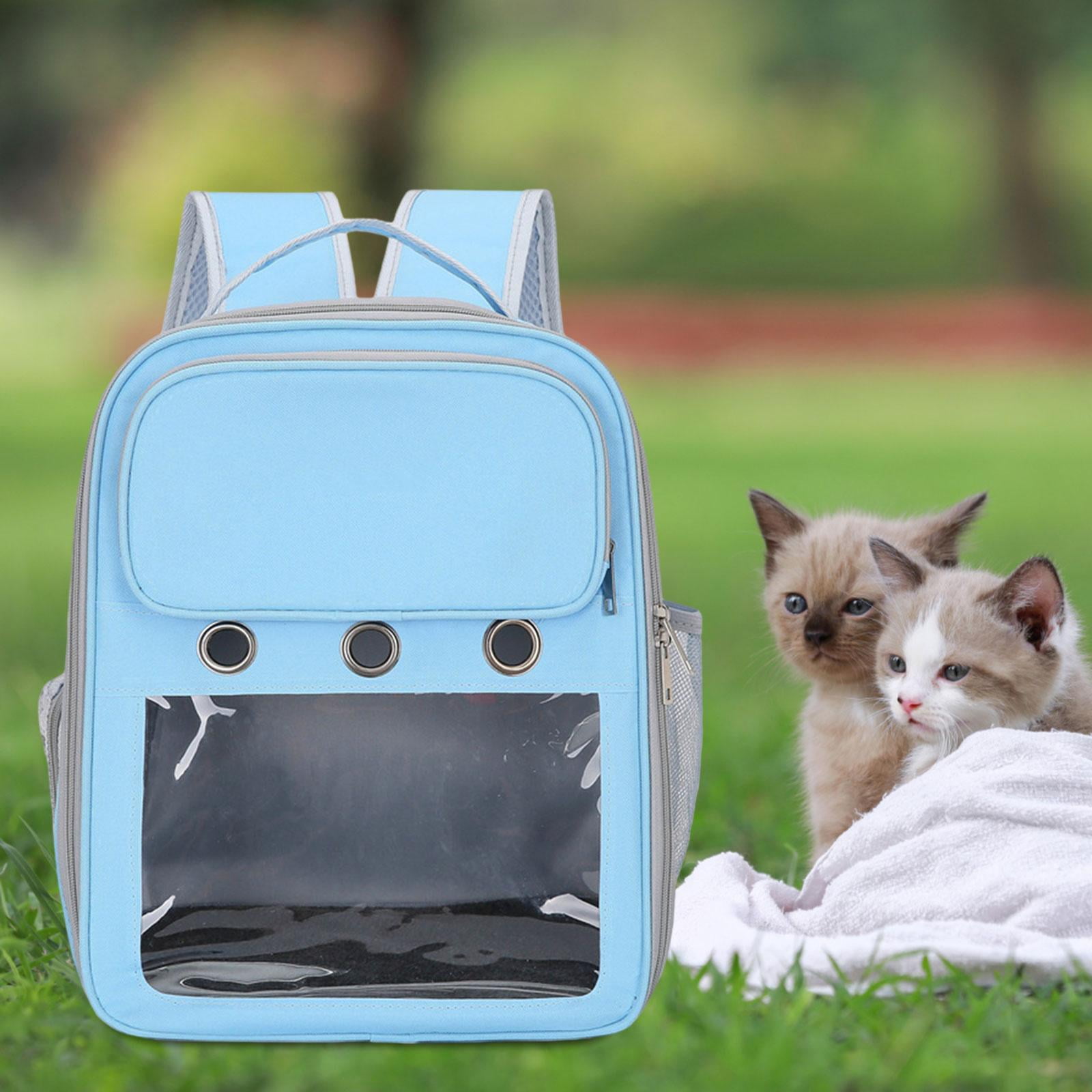 Cat Backpack Carrier Pet Hiking Backpack for Small Medium Dogs Cats Oxford Cloth Clear Window Carrying Bag for Camping