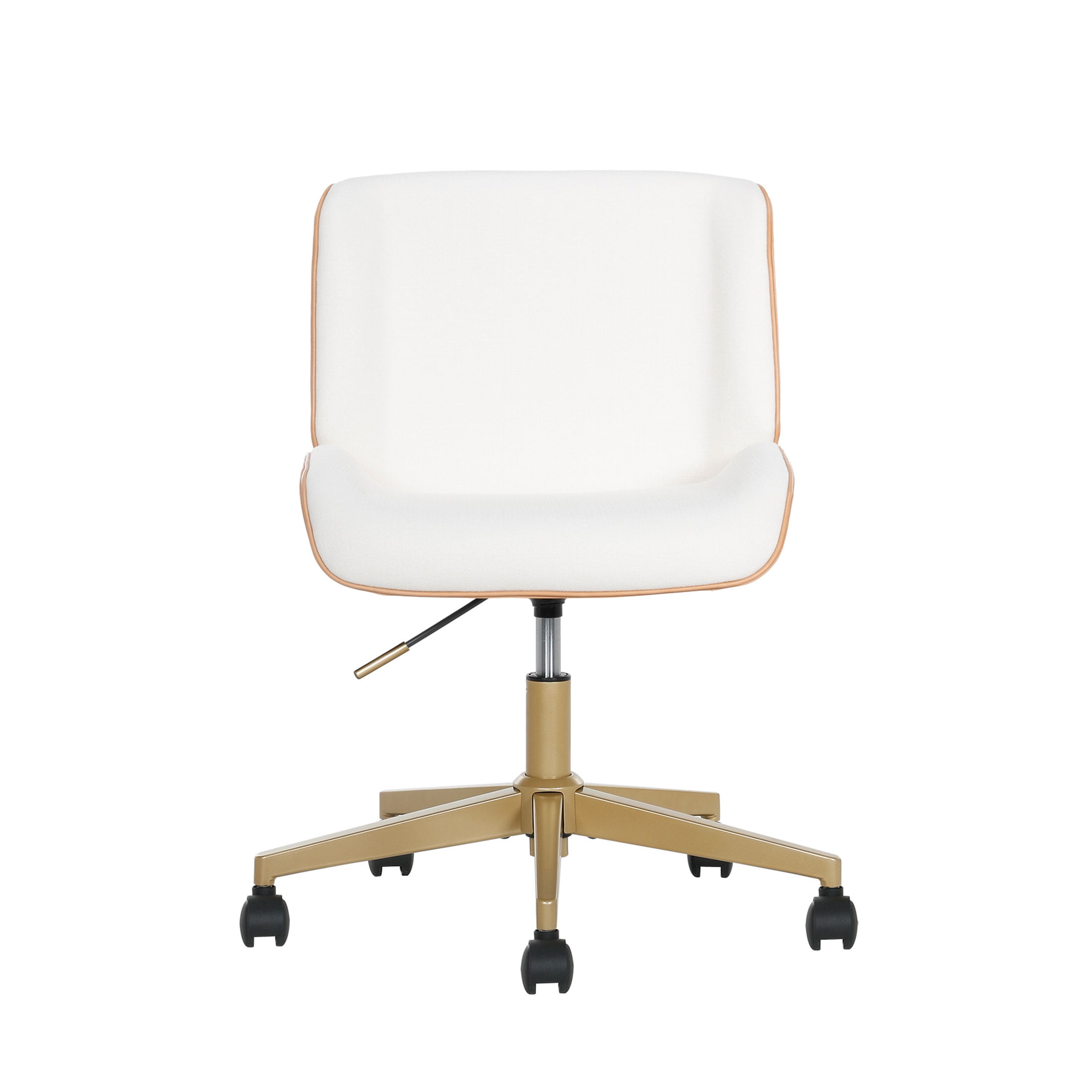 Mainstays Daphne Office Chair, White Fabric with Camel Faux Leather