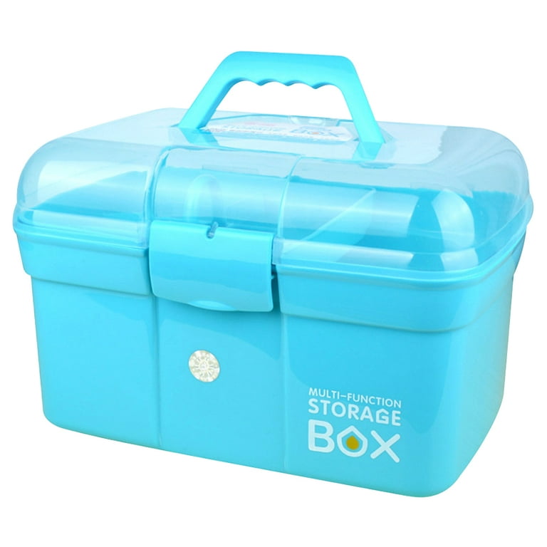 Medicine Box, Multi-Function Medicine Cabinet Portable First-Aid Case  Double Layer Home Storage Medicine Box (Blue, 31X20X20Cm) 