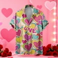 thumbnail image 2 of VBTAPA Mens Print Button Down Shirts Carnival Bowling Short Sleeve Shirt Beach Vacation Tops Holiday Party Shirt Yellow XL, 2 of 6