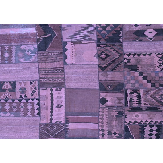 Ahgly Company Indoor Rectangle Patchwork Blue Transitional Area Rugs, 7' x 9'