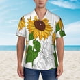 thumbnail image 2 of Sikiie Plump Sunflower And Sketch Print Men's Hawaiian Shirt, Summer Beach Button Pocket Short Sleeve T-Shirt,XX-Large, 2 of 7