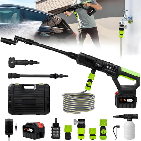 DyEtee 1200PSI Cordless Pressure Washer Battery Powered, 15000mAh Portable Power Washer, Cordless High Pressure Washer Gun w/ 180° Rotating & 6-in-1 Nozzle, Water Pressure Washer for Car,Home Cleanin