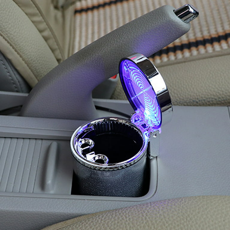 Car Ashtray With Led Light Universal Portable Alloy Ash Tray - Temu