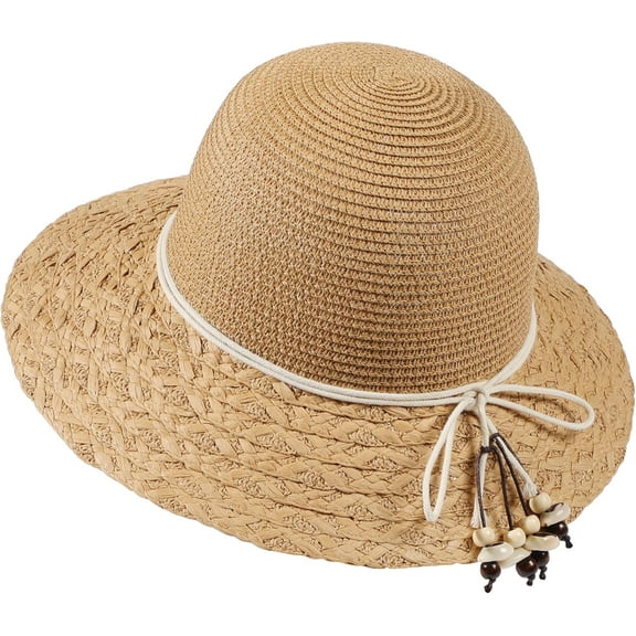 Beach Hats for Women, Wide Brim Sun Straw Hat for Women, Sun Hat UPF 50 UV Protection