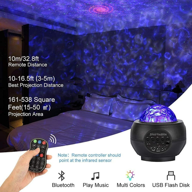 EIMELI Star Projector Night Lights, 3 in 1 Galaxy Projector Light, Sky  Nebula/Moving Ocean Wave, Gift for Kids Adults for Bedroom/Party with Hi-Fi  Stereo Bluetooth Speaker, Voice&Remote Control 
