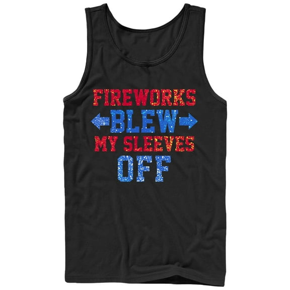 Men's CHIN UP 4th of July Fireworks Blew My Sleeves Off Tank Top Black Medium