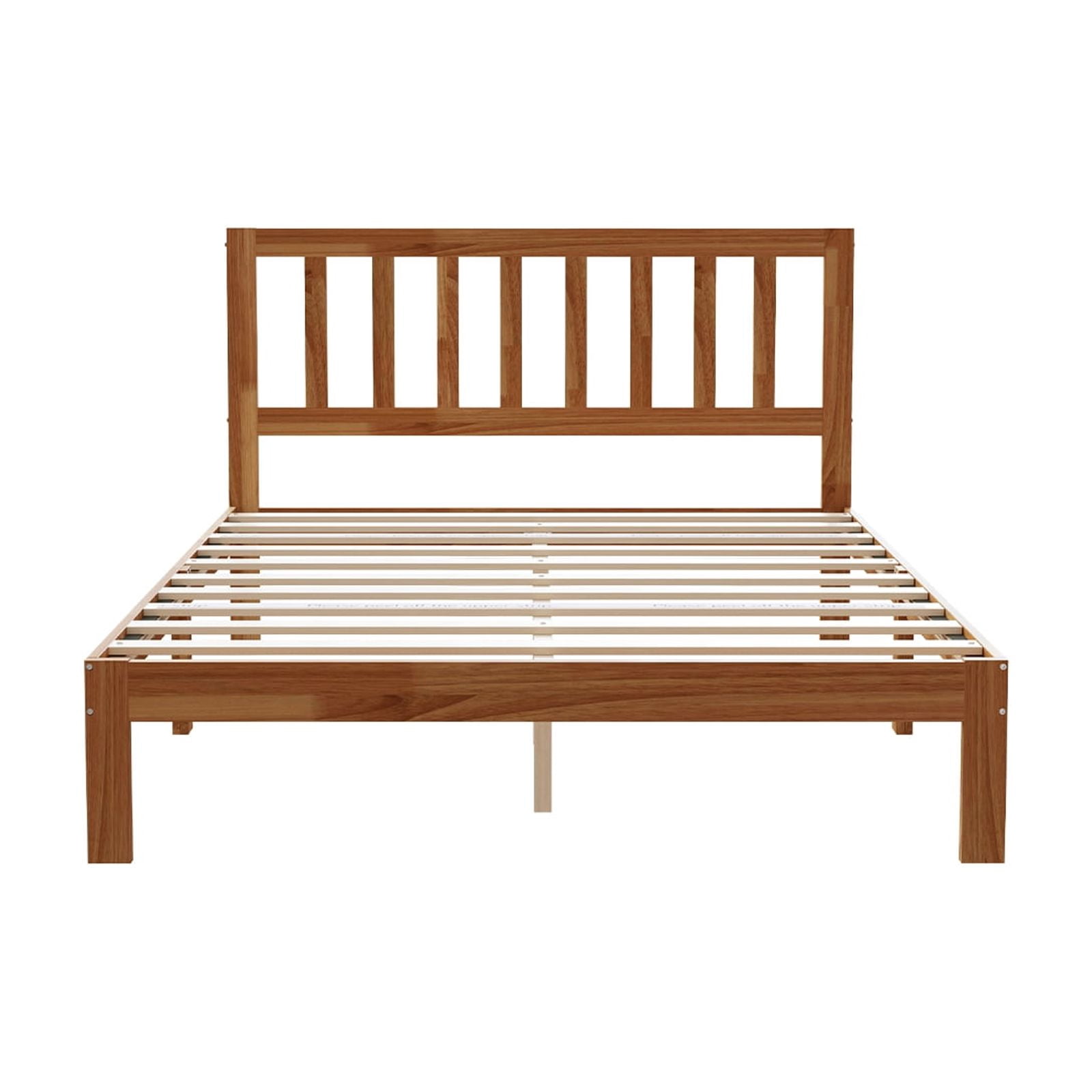 Novilla 12 Inch Queen Bed Frame with Headboard, Queen Size BedFrame with Headboard Classic Wooden Bed Frame Queen Size with Wood Slat Support, No Box Spring Needed, Easy Assembly, Natural Grain Wood