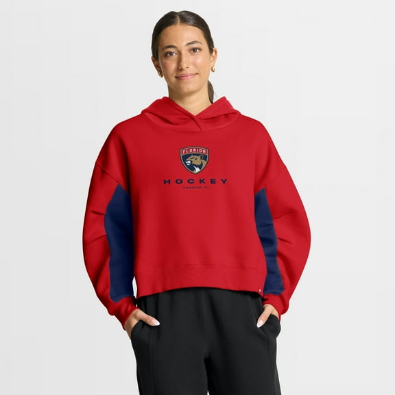 Women's Fanatics Red Florida Panthers Back Check Boxy Hoodie