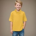 thumbnail image 2 of NIEWTR School Uniform Polo Shirts for Boys Button Closure Short Sleeve Tops Classic Fit Casual Shirts（Yellow,11-12 Years), 2 of 9