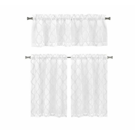 Home Maison 3 Piece Window Curtain Set With Embroidered Metallic