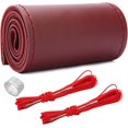 thumbnail image 1 of Ziciner Genuine Leather Steering Wheel Cover, Stitch on Wrap, Breathable Anti-Slip Car Steering Wheel Protector for Max Diameter 15 Inch, DIY Sewing with Needles Thread (Wine Red, Glossy), 1 of 6