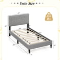 thumbnail image 3 of Costway Twin Size Bed Frame with Linen Fabric Upholstered Headboard & Wooden Slat Support, 3 of 11