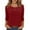 Red, variant on Lenpel Women's Tops 3/4 Length Sleeve Crew Neck Quarter Button Pleated T Shirts Dressy Casual Tees Loose Tunic Blouses(Red,X-Large)