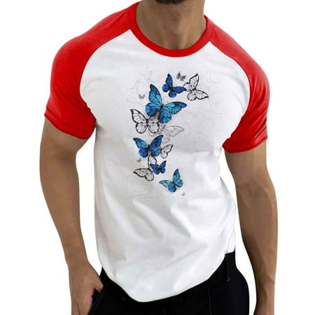 

ZHAGHMIN Navy Blue Polo Shirt Men Mens Summer Casual Print Color Block Raglan Short Sleeves Round Neck T Shirt Blouse Cotton Blend Mens Shirts Men Big And Tall Shirts Maternity T Shirts Mens Sweatpa