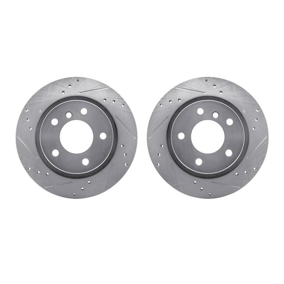 Dynamic Friction Company Rear Brake Rotors-Drilled and Slotted-Silver 7002-31125