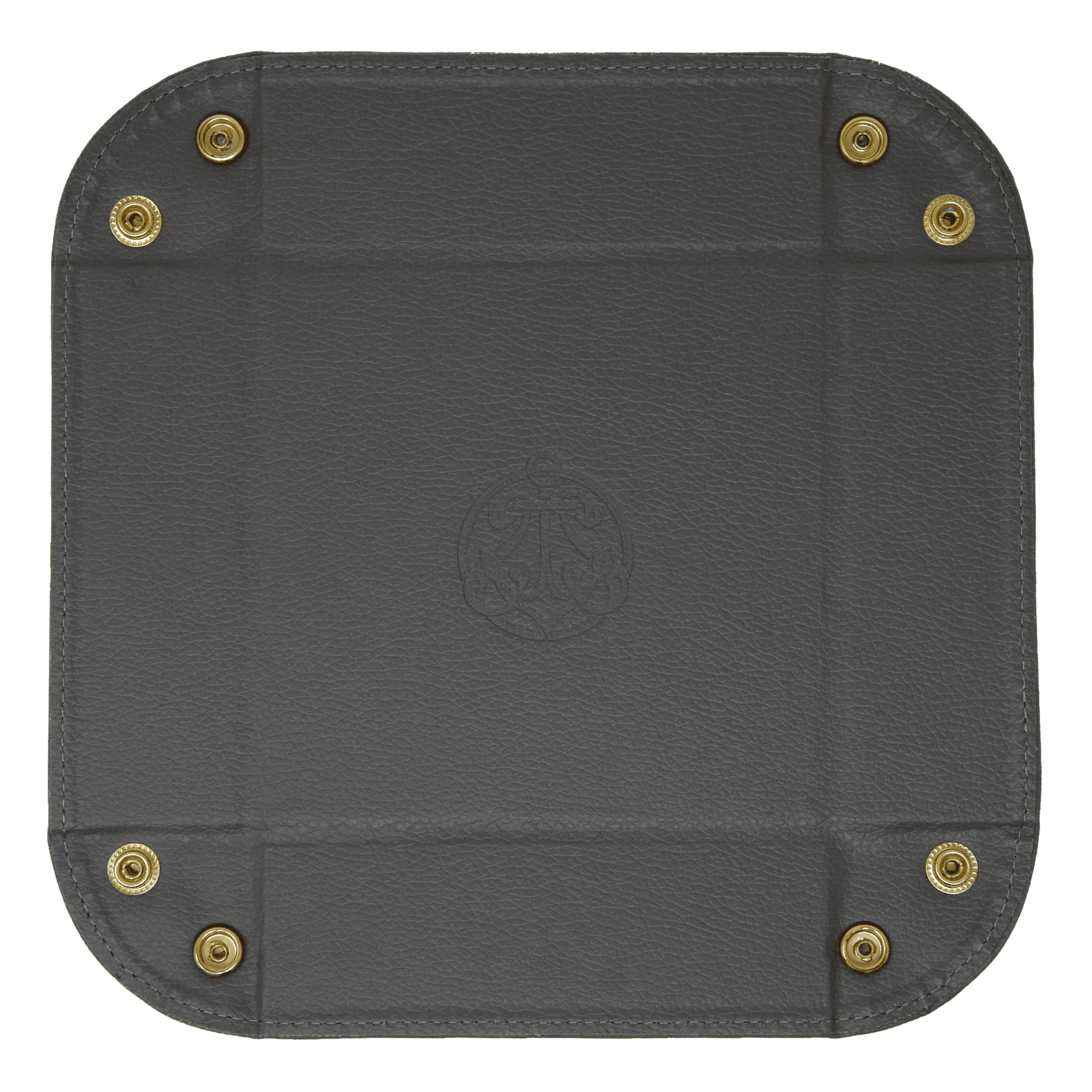 Vegan Leather Valet Tray - Men's Catchall Tray with Brass Snaps 
