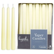 Hyoola, 7 Hour Ivory Unscented, Smokeless Taper Candles - Dripless Tapers (30 Pack)