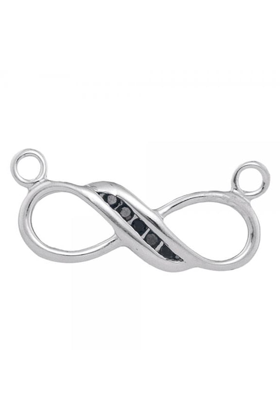 Collection 0.05 Carat (ctw) 925 Round Black Diamond Infinity Shape 5 Stone Pendant With Free Chain, Sterling Silver