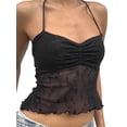 thumbnail image 3 of Women Vest, Sleeveless Lacing Halterneck Backless Flower See-through Patchwork Summer Tops for Club Party, 3 of 6