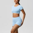thumbnail image 5 of Women's Yoga Outfit Seamless Workout Set Sport Crop Tops High Waist Shorts Exercise Two Piece Gym Tracksuits, L, 5 of 6