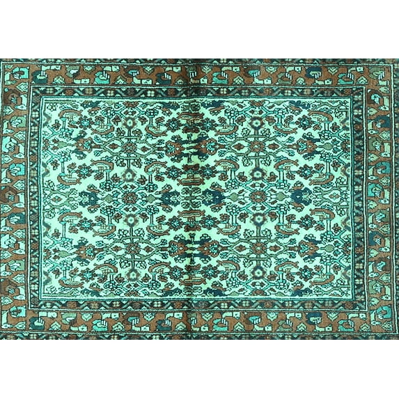Ahgly Company Machine Washable Indoor Rectangle Persian Turquoise Blue Traditional Area Rugs, 7' x 9'