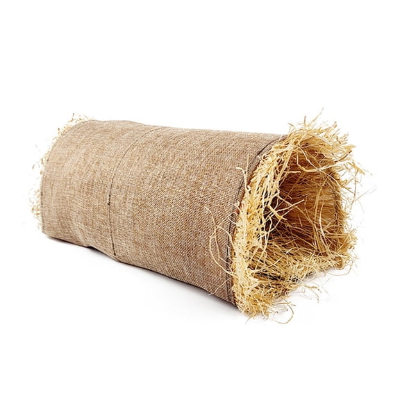 BESTSKY Rabbit Hideout, Natural Hay Filled Small Animal Habitat, Breathable Cotton-Linen Guinea Pig Tunnel & Hamster Bed, Cozy Indoor Rest & Sleep Cave